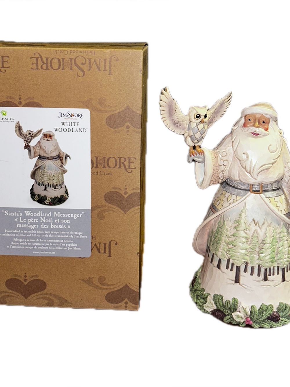 Jim Shore ~ Beige ~ Santa’s Woodland Messenger ~  Santa W/ Owl Figurine ~ New